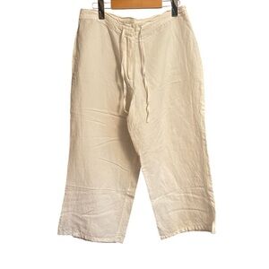 Jennifer Eden Cropped Linen type Drawstring Zip Wide Pants - Size 14